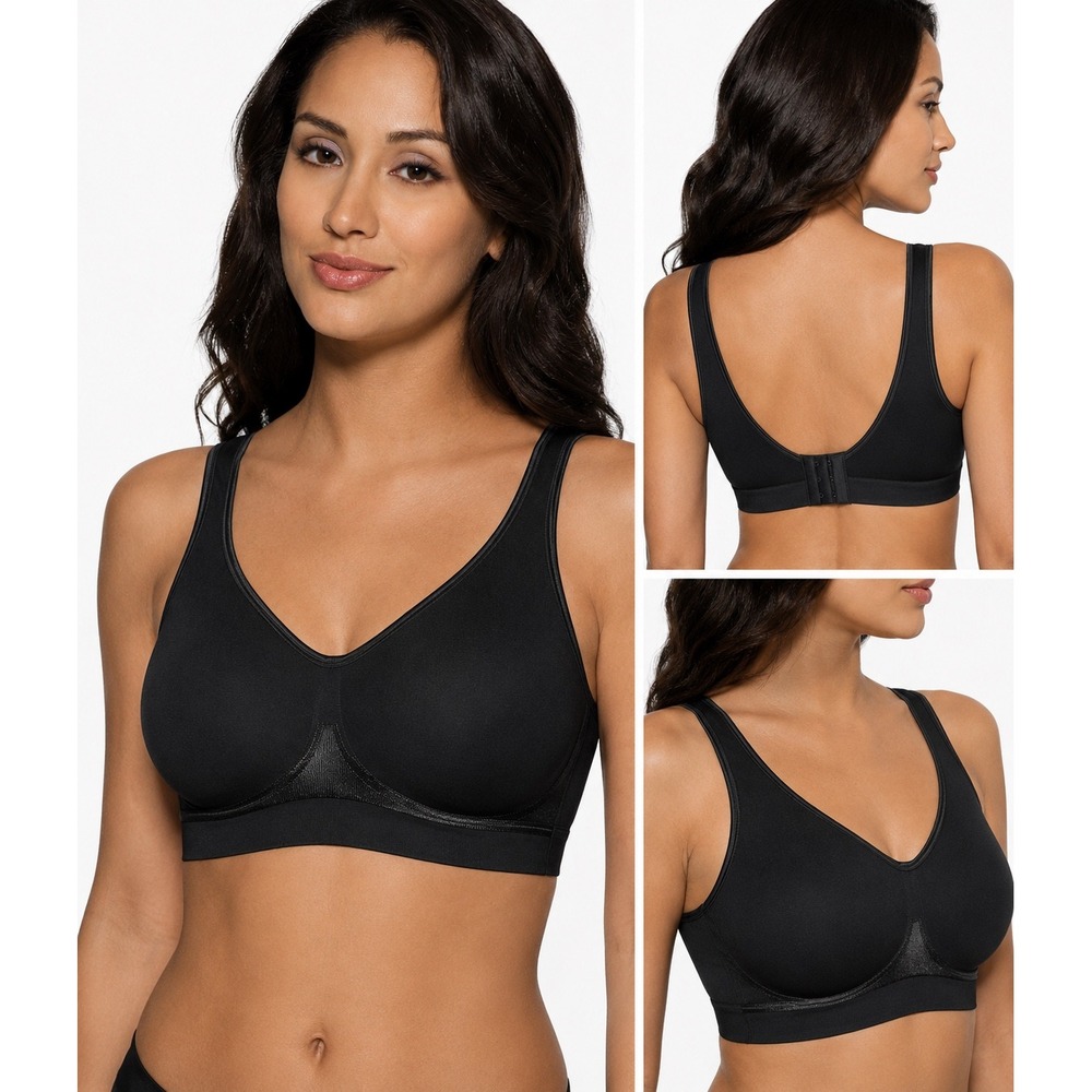 Bali Comfort Revolution Wireless Bra Womens Large Black Seamless Molded Cup 3488